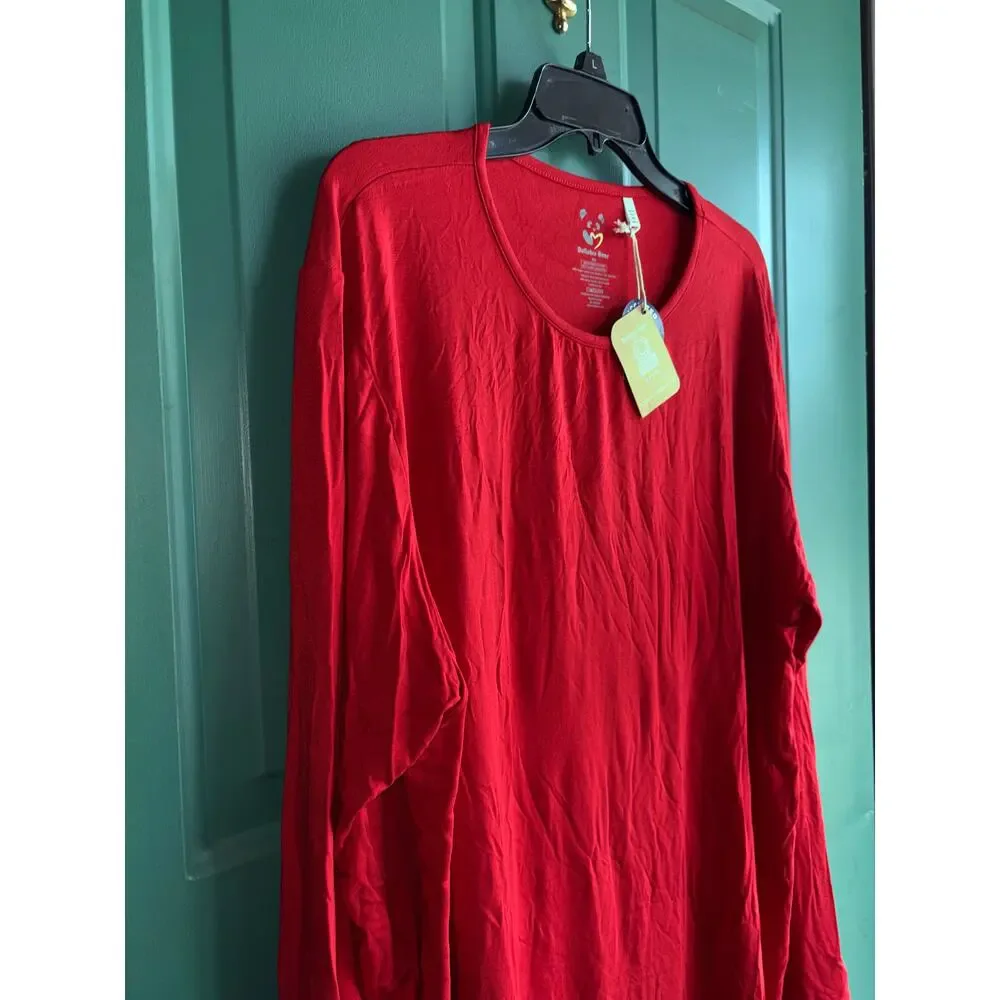 New Bellabu Bear Men’s Bamboo XXL Winterberry Red Pajama top